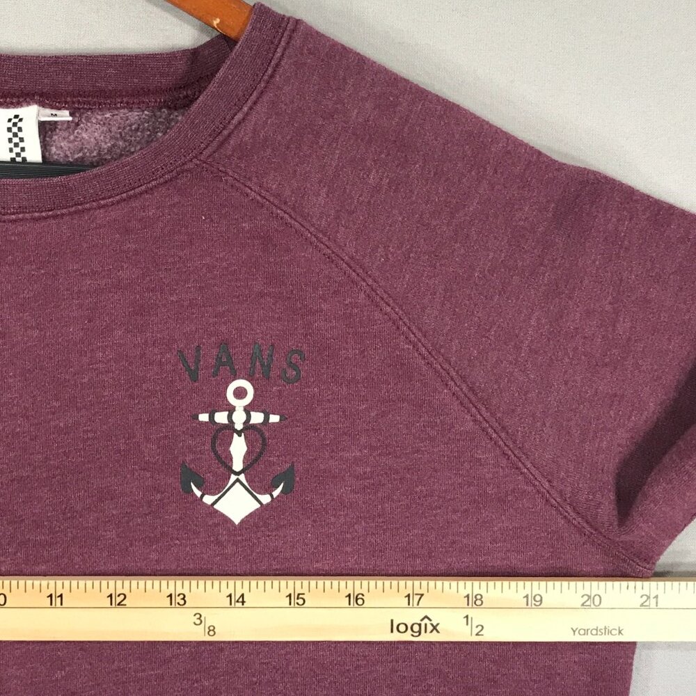 Vans Sweatshirt Teens Medium Red Graphic Logo Pullover Sweater Crew Anchor Skull - Picture 12 of 14